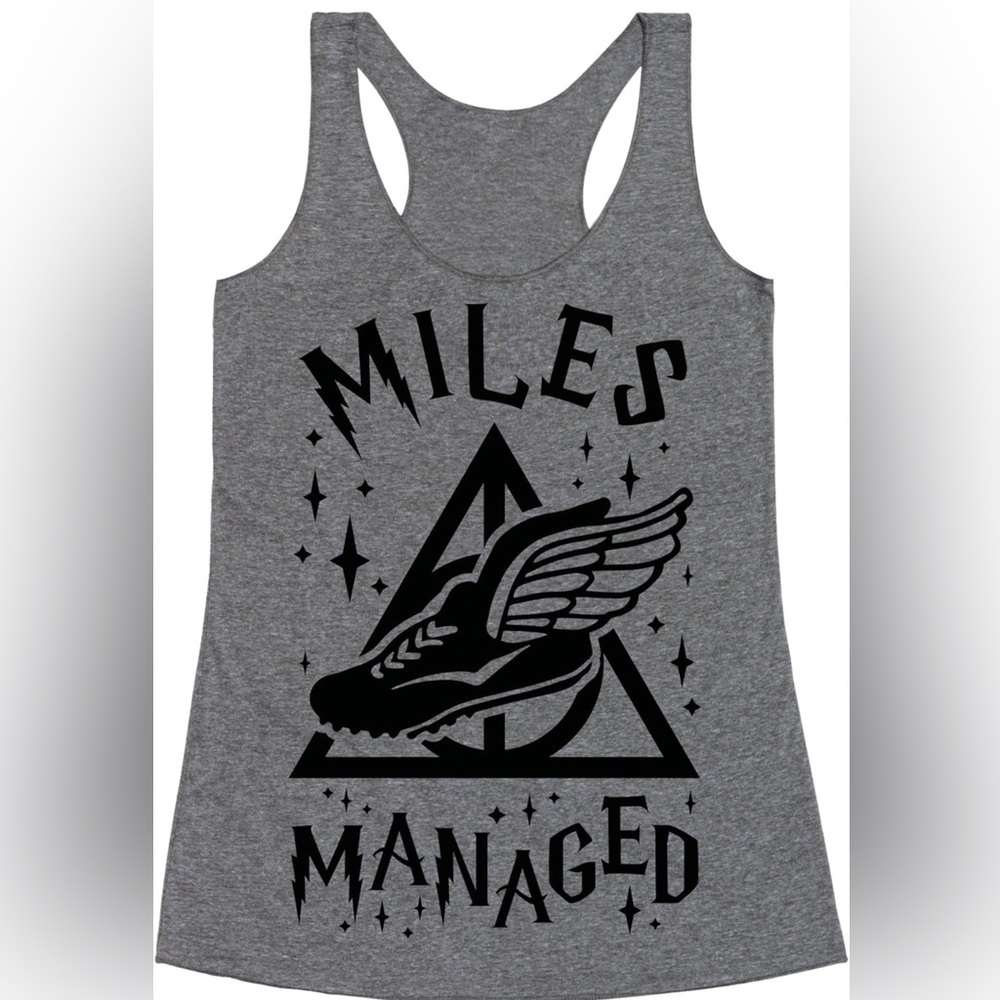 Harry Potter “Miles Managed” Heathered Gray Women's Racerback Tank